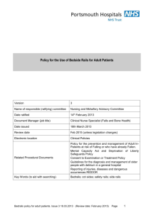 Bedrails policy for adult patients