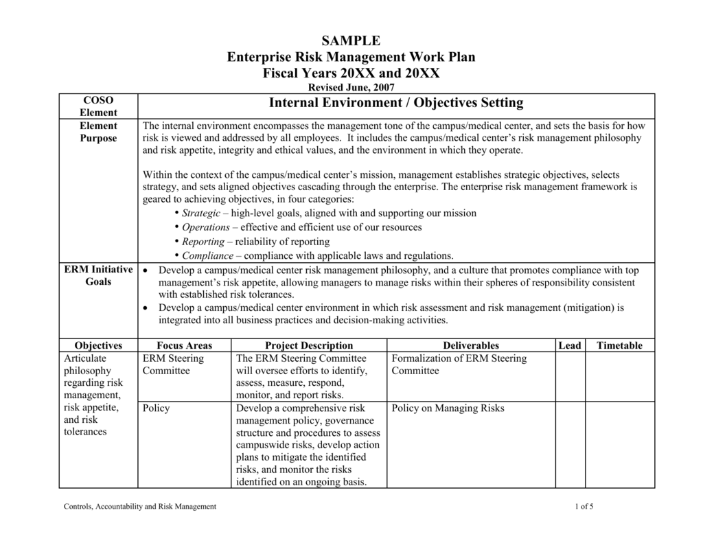 Sample Work Plan