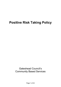 Gateshead Positive Risk taking policy