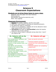 1Sc.9 Classroom Expectations