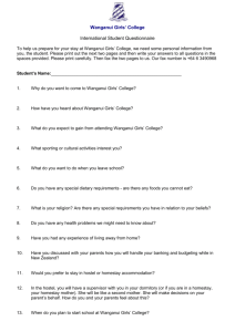 Wanganui Girls` College: Student Questionnaire