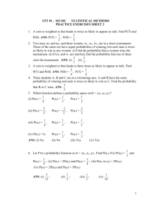 Practice Exercises Sheet 2 - Department of Statistics and Probability