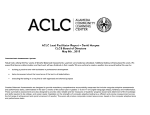 ACLC Lead Facilitator`s Report May 2015