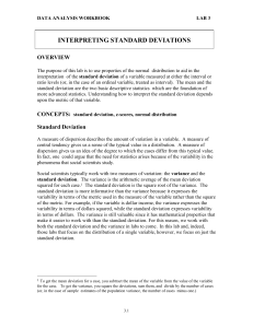 INTERPRETING STANDARD DEVIATIONS