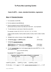 Casio fx-82TL – mean, standard deviation, regression