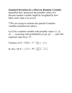 Standard Deviation for a Discrete Random Variable: Quantifies how