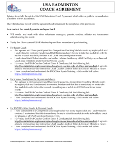 Parent Coach Agreement for 2014-2015 Junior