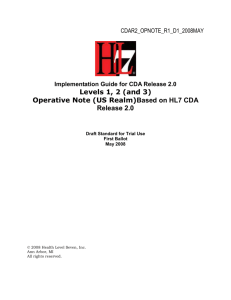 Implementation Guide for CDA Release 2.0: Operative Note