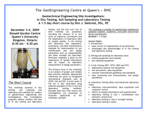In Situ Testing, Soil Sampling and Laboratory Testing