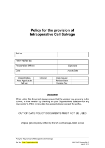 Policy for the provision of Intraoperative Cell Salvage
