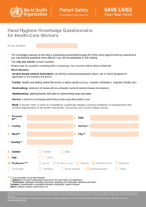 Questionnaire on hand hygiene and healthcare