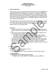 Contraceptive Implants Sample Protocols