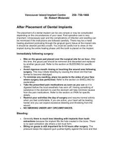 Dental Implant post operative instructions