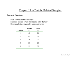 Chapter 11: t-TEST FOR RELATED SAMPLES