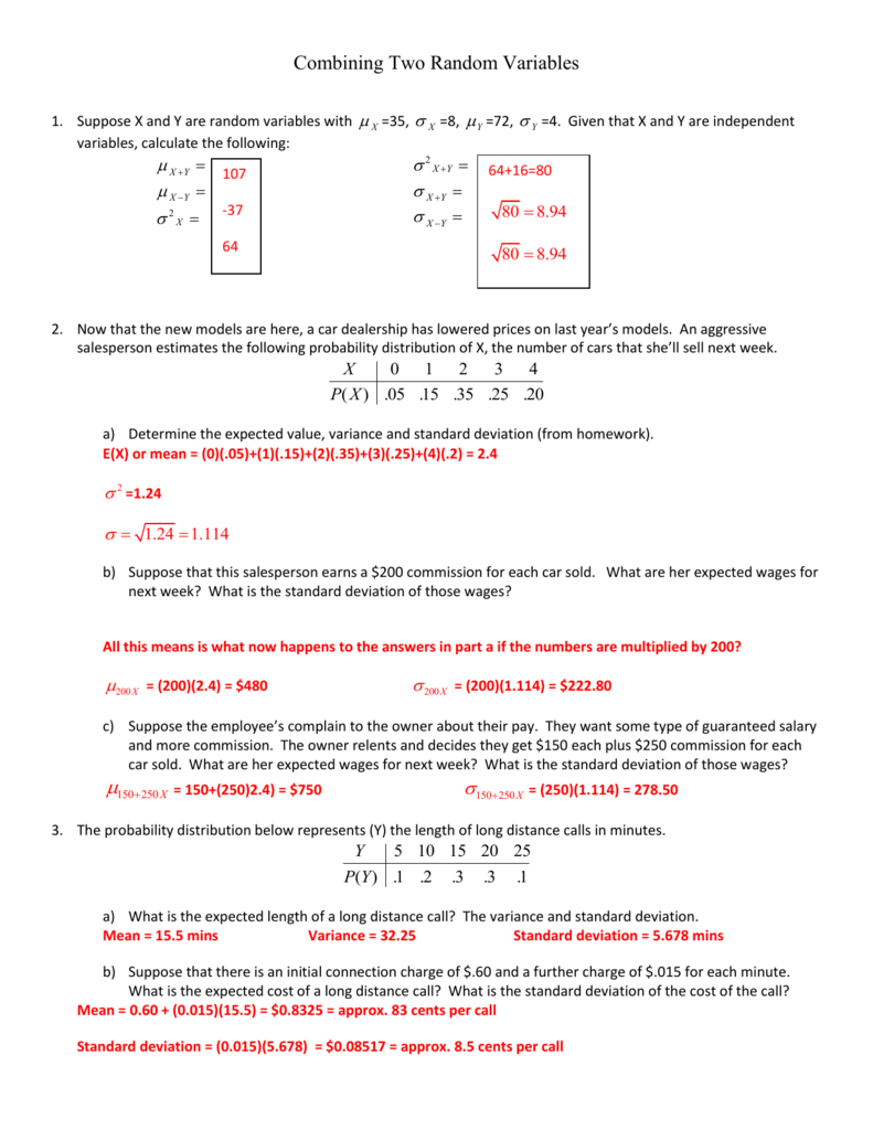 Combining Two Random Variables