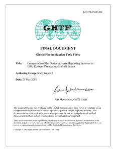 GHTF SG2 - Comparison of the Device Adverse Reporting Systems