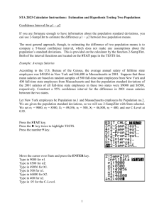 STA 2023 Calculator Instructions: Estimation and Hypothesis