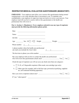 OSHA Respirator Medical Evaluation Questionnaire