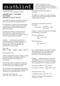mathlinE lesson − Calculating uncertainties