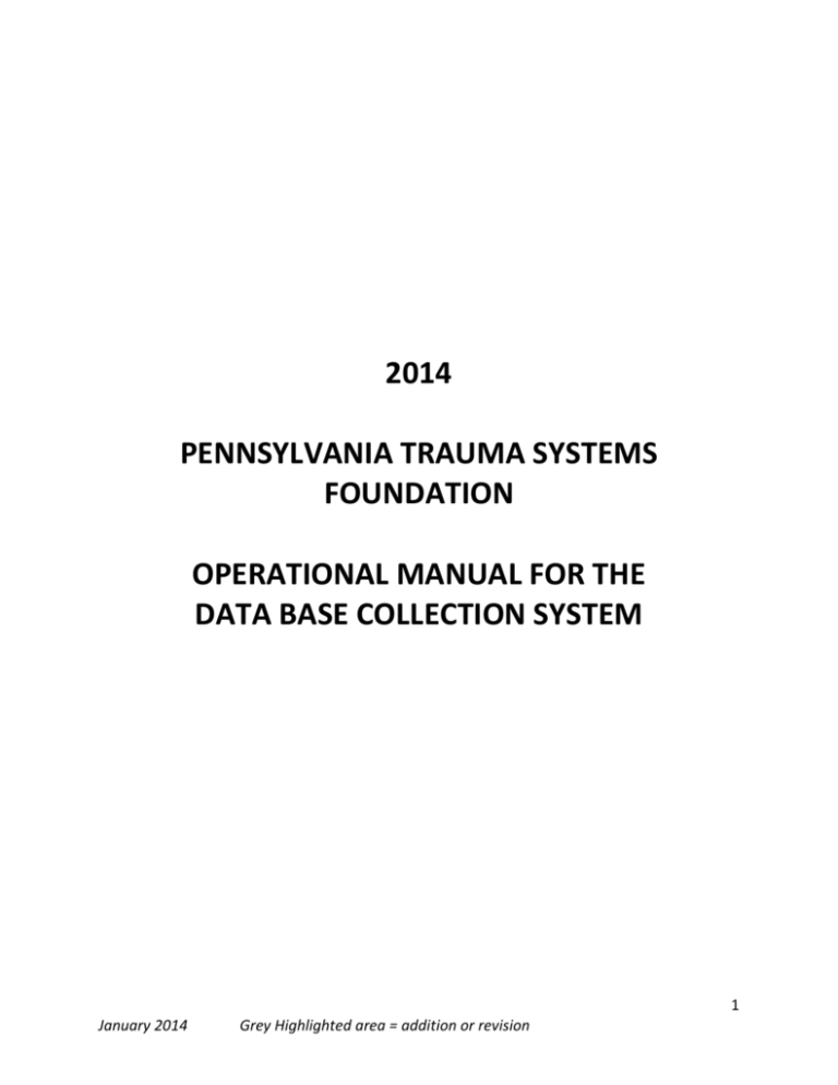 PTOS Manual 2014 Pennsylvania Trauma Systems Foundation
