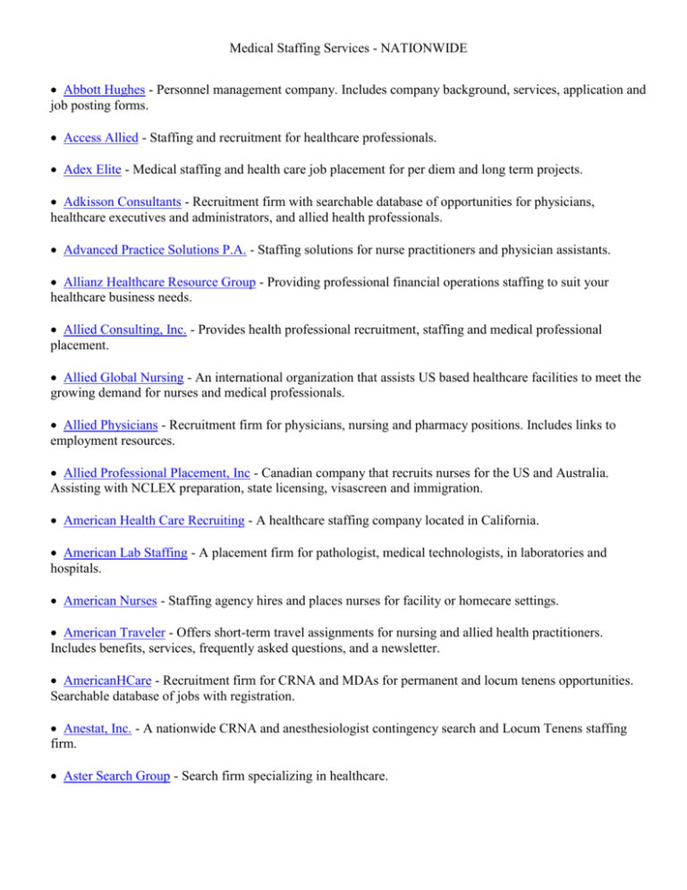 Abbott Hughes Personnel management company