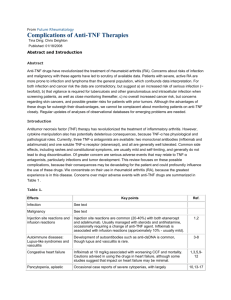 Complications of anti TNF therapy