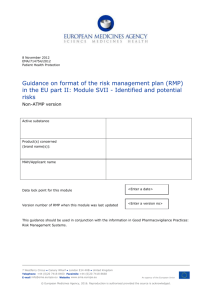 Guidance on format of the RMP in the EU part II