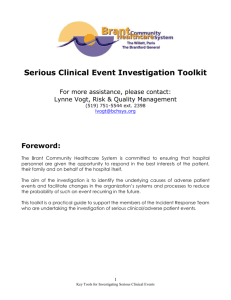 Serious Clinical Event Investigation Toolkit