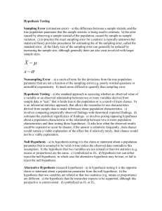 Lecture Notes Hypothesis Testing