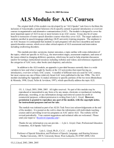 ALS and AAC Teaching Modulel - Department of Educational Studies