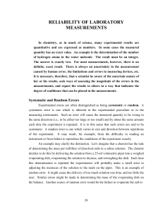 Reliability of Laboratory Measurements