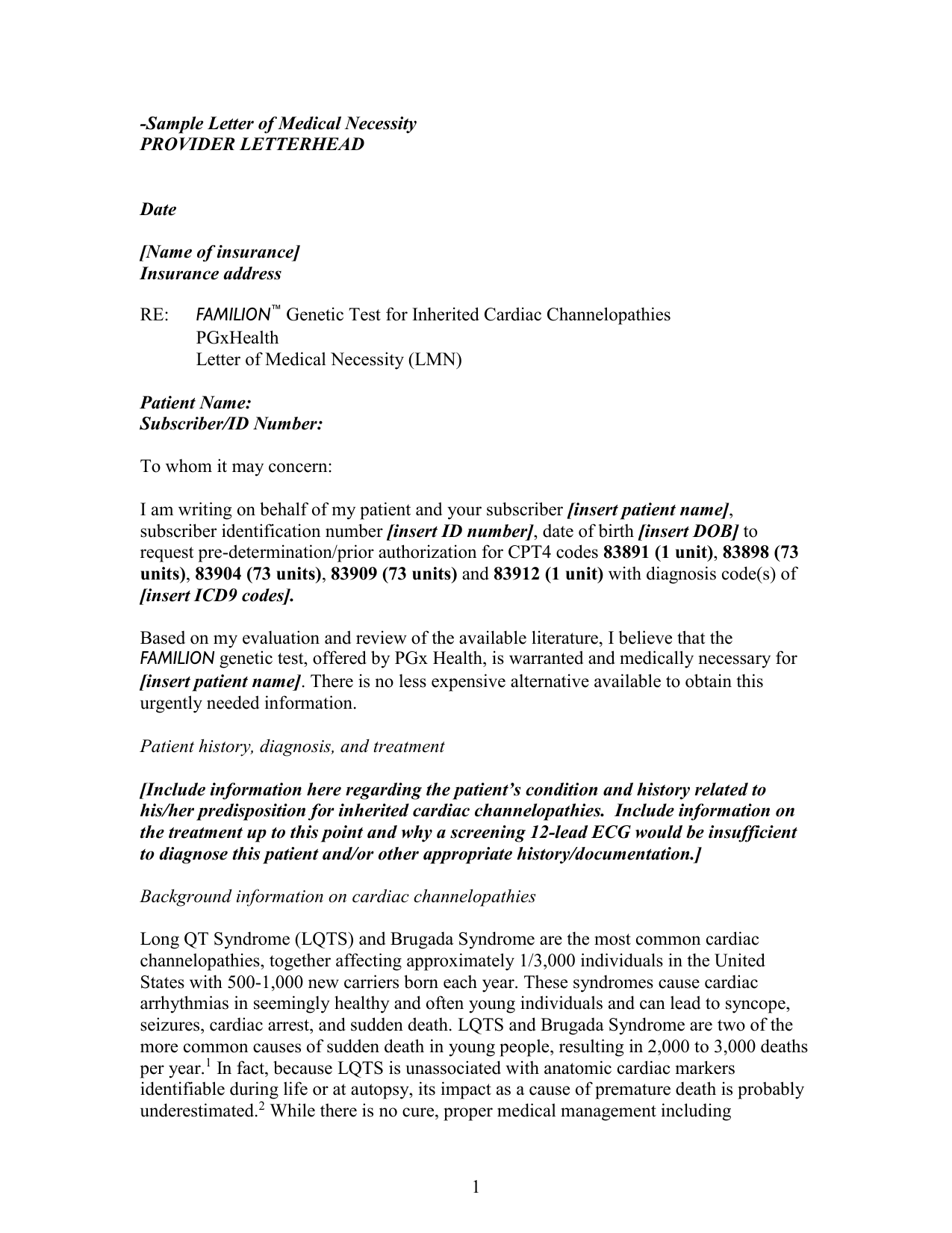 Medically Necessary Sample Letter Of Medical Necessity Template