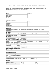 New Patient Information Form - Ballantrae Medical Practice
