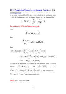Population Mean: Large Sample Case ( )