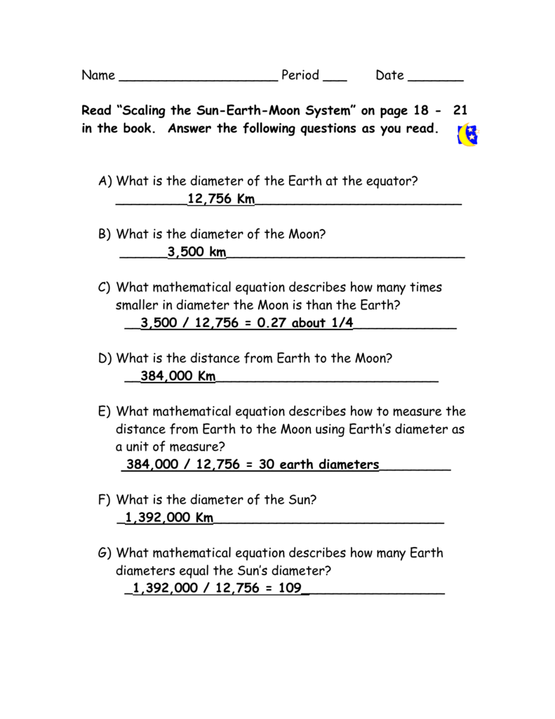 The Sun Earth Moon System Worksheet Answer Key The Earth Images Revimage Org