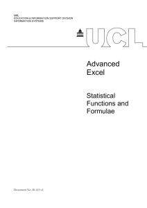 Advanced Excel - Statistical functions & formulae