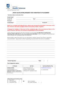 Request for Variation to Placement Form