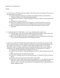MATH 3070: Worksheet No.5 NAME: 1. In 1994 survey of 507 adult