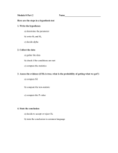 module 8 part 2 (steps for a hypothesis test).