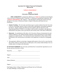 Agreement for Student Classroom Participation