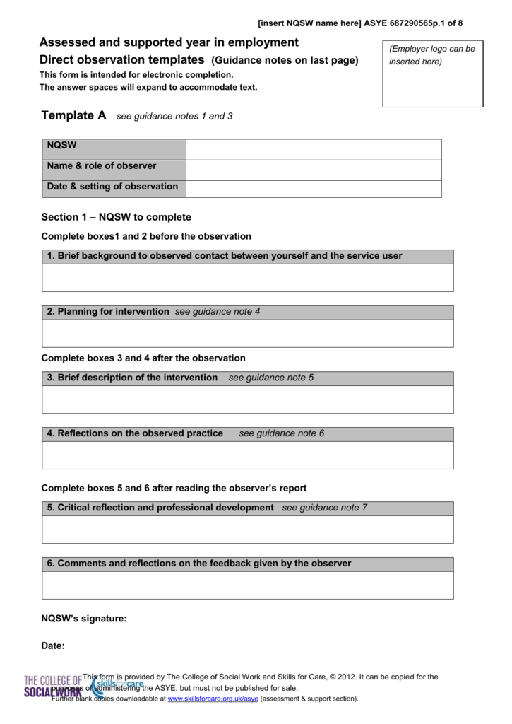 Direct observation template