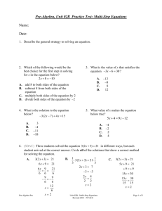 Pre-Algebra, Unit 02B Practice Test: Multi