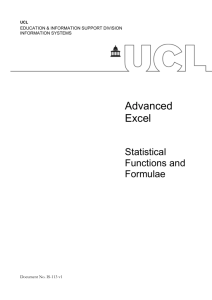 Advanced Excel - Statistical functions & formulae