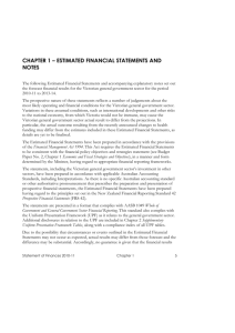 Notes to the Estimated Financial Statements