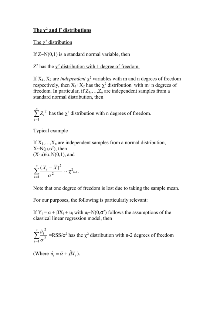 The 2 And F Distributions