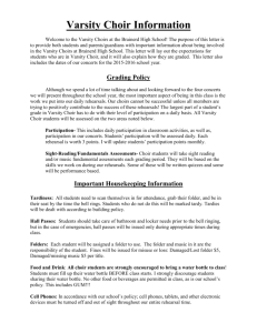 9th Grade Choir Information Letter