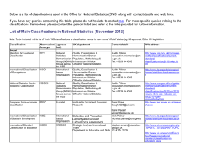 List of Main Classifications in National Statistics (Word document