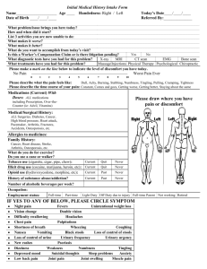 Lower Quarter Medical History Initial Intake Form