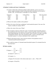 A) Random Variables and Linear Combinations