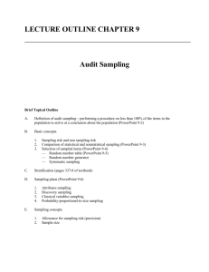 LECTURE OUTLINE CHAPTER 9 Audit Sampling Brief Topical
